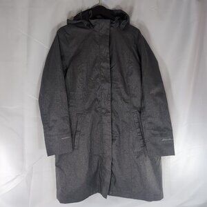 Eddie Bauer Women's XL Jacket Gray Hooded WeatherEdge Rain Coat Lined Parka